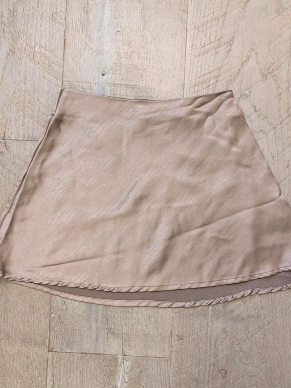 OAK + FORT Taupe Champagne Satin Bias-Cut Slip Mini Skirt Size 0